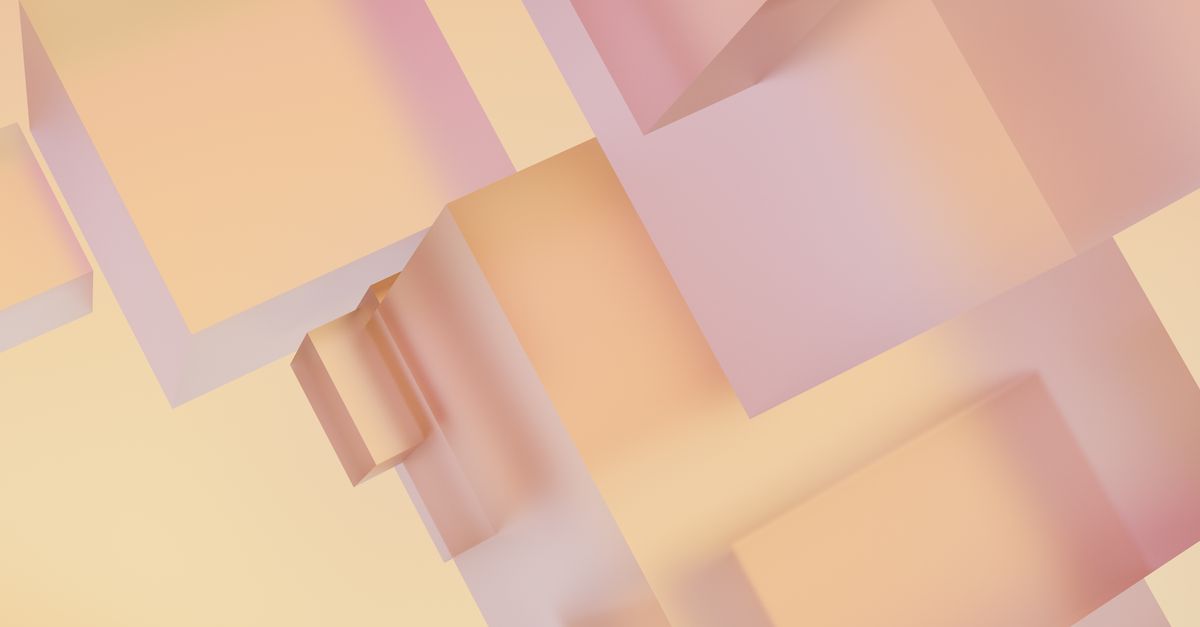A soft and minimalistic 3D render of pastel geometric shapes against a serene background.
